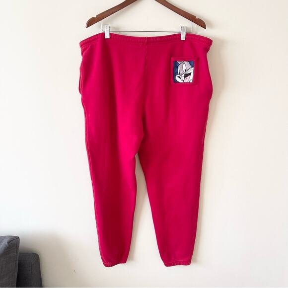 Warner Bros. Bugs Bunny Looney Tunes Vintage Sweatpants Red Embroidered Pocket - Picture 5 of 8